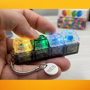 LED Mechanical Keyboard Fidget Keychain, Crystal Clicker Stress Relief Toy