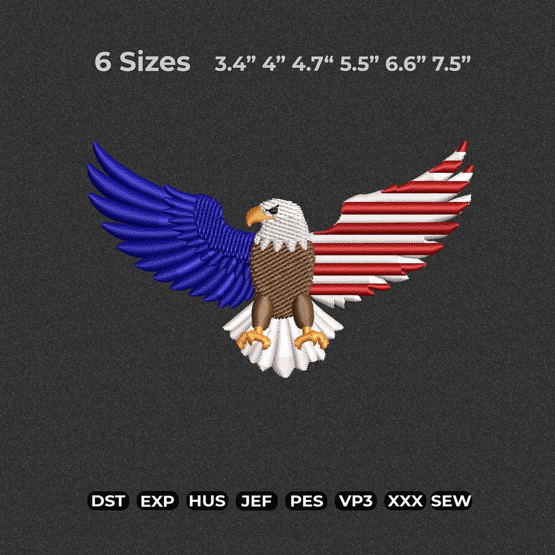 American Eagle Embroidery Design, Patriotic Eagle Machine Pattern, USA ...