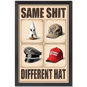 No Kings Protest Signs to Carry Wall Art, Same Shit Different Hat Poster, Funny Protest Statement Sign Canvas Print
