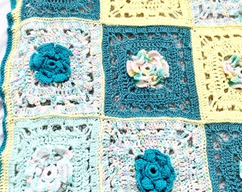 Handcrafted vintage crocheted baby blanket, crocheted afghan