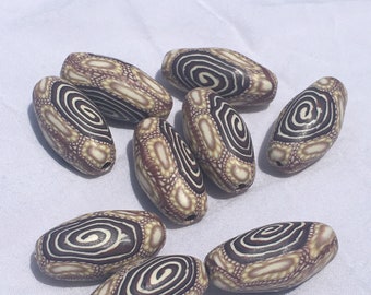 Handcrafted Fimo Beads, Swirl Design, Jewelry Supply
