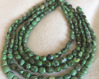 Green turquoise beads, Jewelry supply, diy craft supply, vintage beads, healing crystals, beading