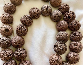 Round Lava stone bead strand | beading craft supply | DIY