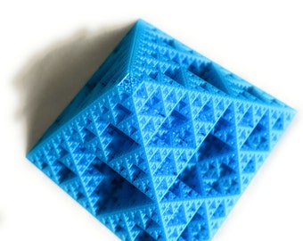 3-D Printed Blue Fractal Pyramid, home decor