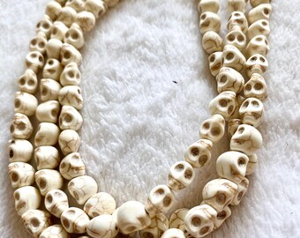 Cream colored Skull Head Bead Strand | DIY Craft Jewelry Making Supply