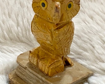 Carved soapstone owl, paper weight, home decor