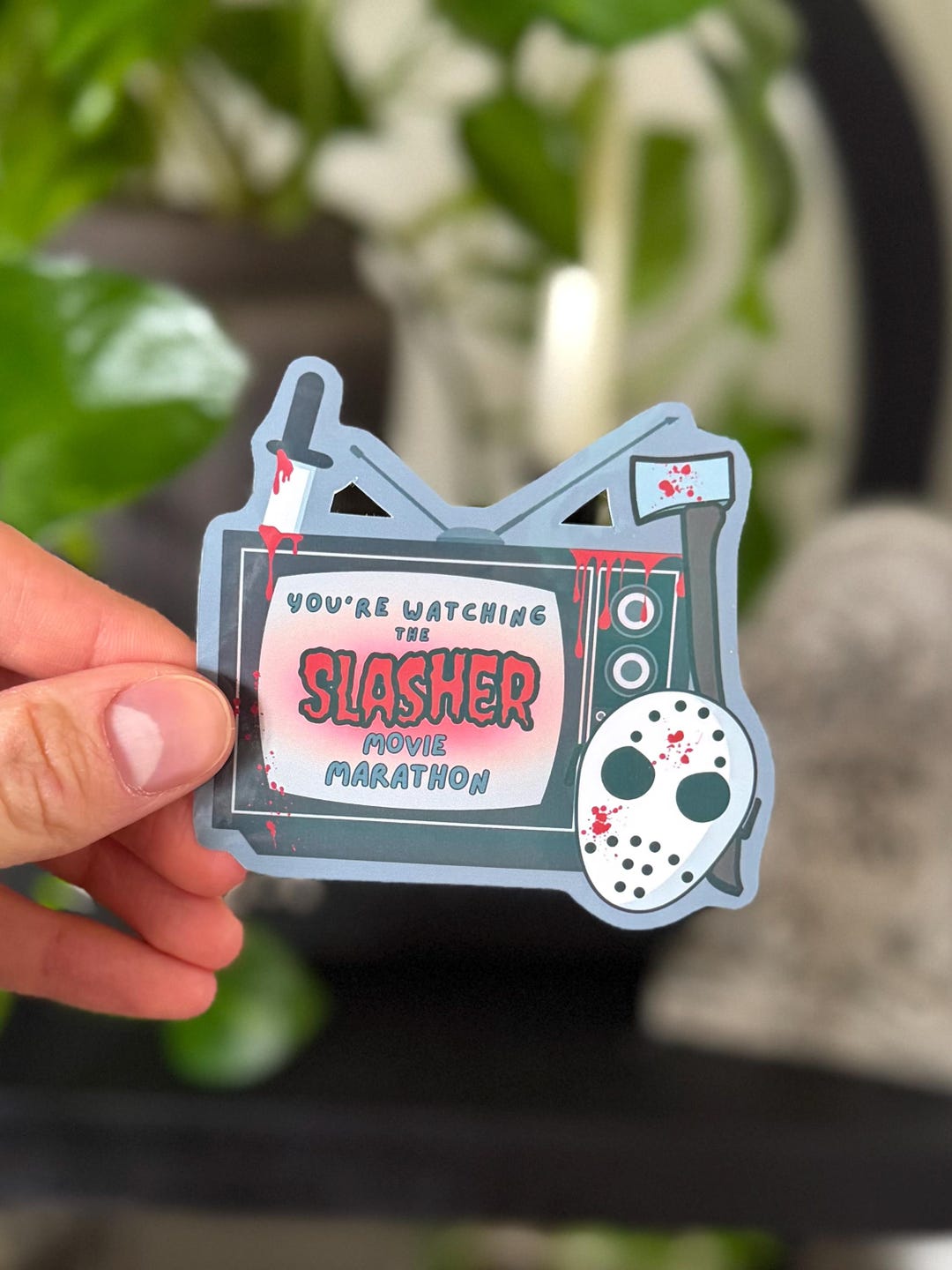 Mini Slasher Sticker Slasher Movie Marathon Sticker – Retro Horror TV Vinyl Sticker ...