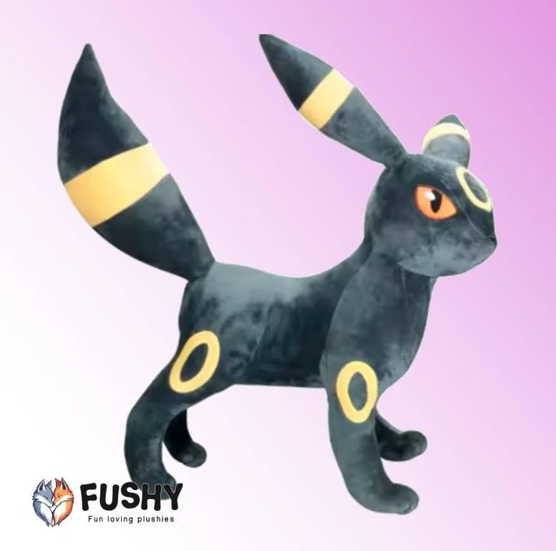 Large Umbreon plush, one of Fushy's made-to-order companions