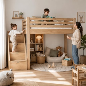 Kids Loft Bed Plans | DIY Storage Stairs, Space Saving Design (PDF Download)