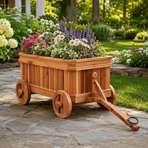 Plans pour fabriquer soi-même une jardinière en forme de brouette en bois | Jardinière rustique | Chariot de jardin surélevé | Plan de menuiserie PDF | Téléchargement numérique
