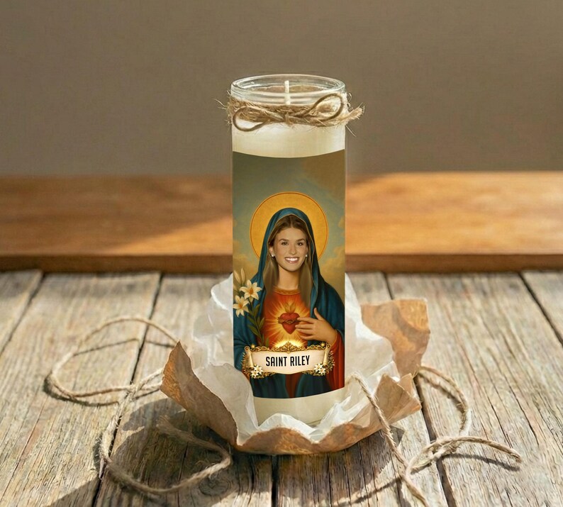 Saint Riley Personalized Prayer Candle With Photo, Custom Memorial Candle, Funny ...