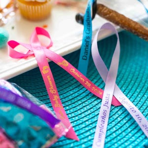 Printed Favor Ribbons- Custom print ribbons- Personalized ribbons for Favors- Imprinted ribbon- Party favor ribbons- name ribbon-3/8" ribbon