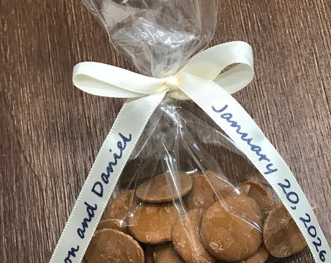 3/8 Personalized Ribbons With Clear Twist Tie, Printed Favor Ribbons ...