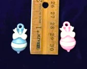 Polyresin Baby Rattle Charms: Pink or Blue, 3/4" (20 pc)