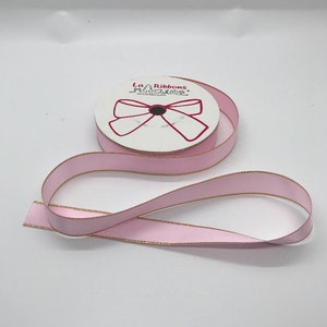 Luxurious 5/8&quot; Gold-Edged Double-Faced Satin Ribbon - 10 Yards per Roll- Choose your color