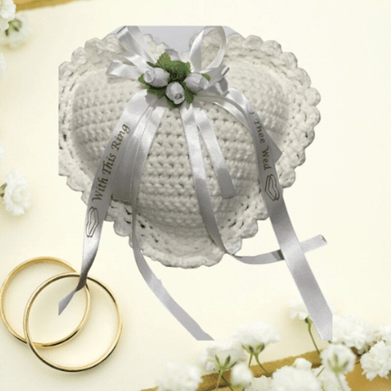 Crochet Heart Ring Bearer Pillow Wedding Pillow Ring Bearer Etsy