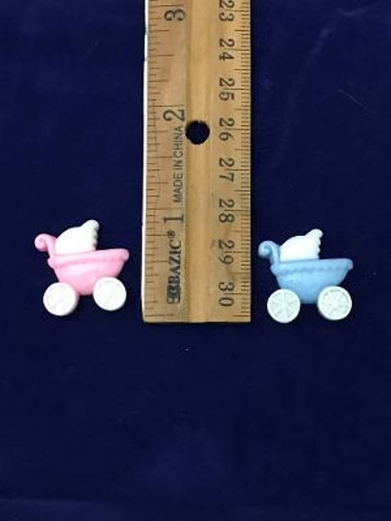 Baby Carriage Favor Charms: Pink or Blue Polyresin (20 Pieces)