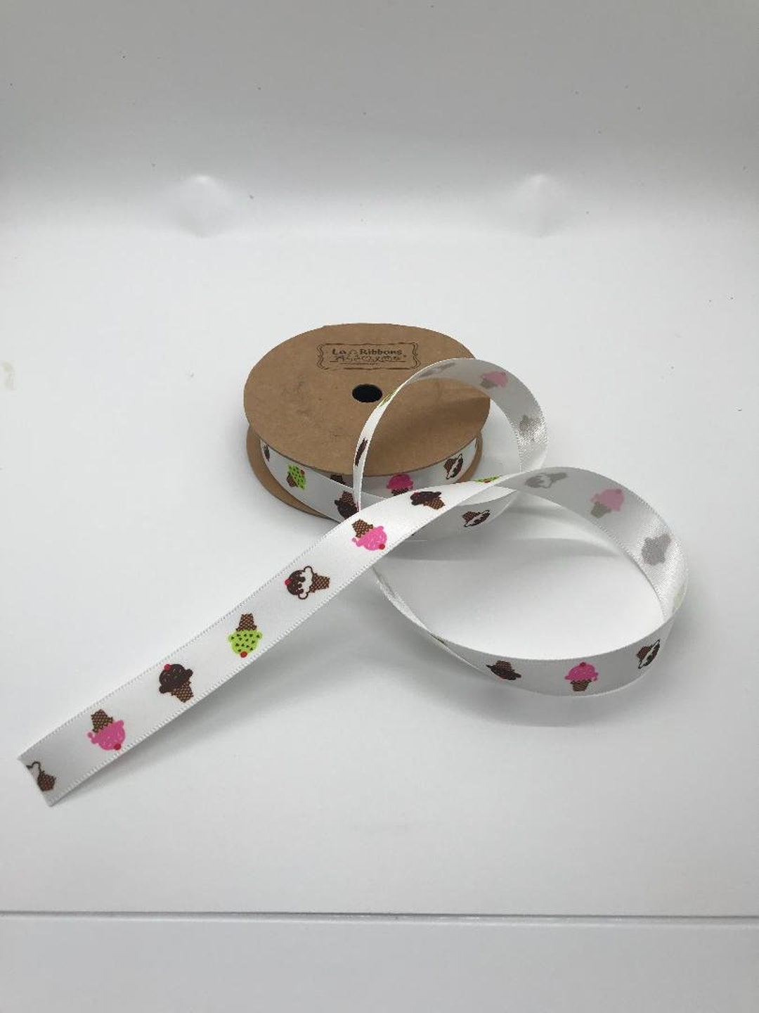 Ice Crunch Ribbon Ice Cream Cone Ribbon: White Craft Ribbon, 10 Yard Spool (5/8