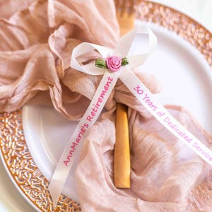Personalized Glued Bow Favor Ribbons: Custom Printed 3/8&quot; Ribbon with Flower