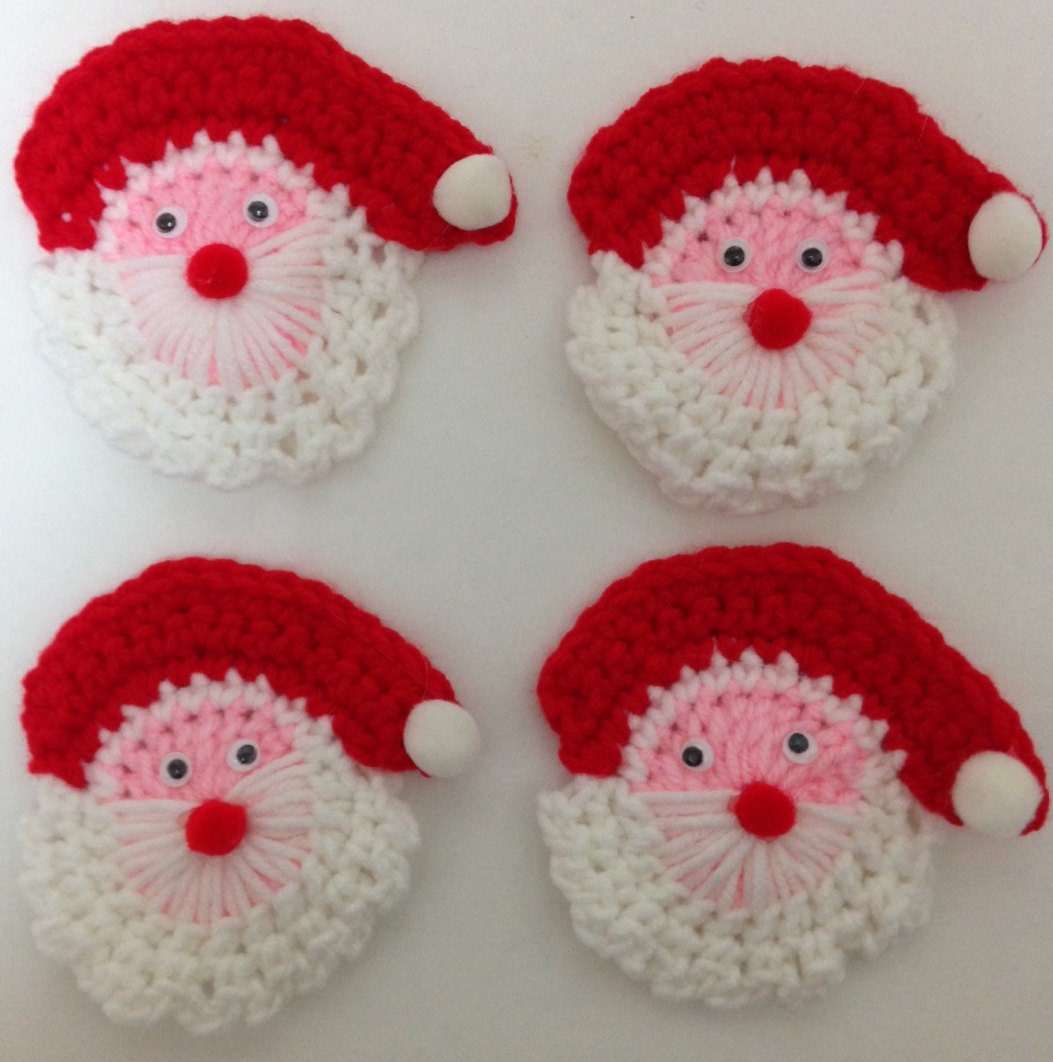 Crochet Christmas Santa Claus Lapel Pins-Set of 4 option for | Etsy
