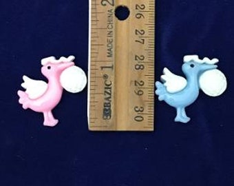 mini baby storks- 3/4" flatback polyresin - baby shower charms- baby shower embellishments- pack of 20 pieces