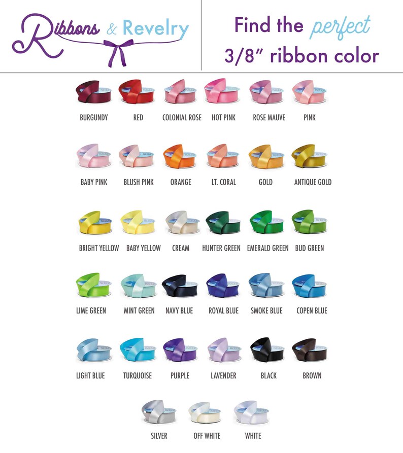 Personalized Satin Favor Ribbons: Weddings, Showers, Parties (3/8