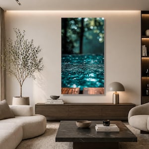 Canvastavla med vattenripplar i poolen, konst med blå vattenfärg, väggdekoration med lugn reflektion