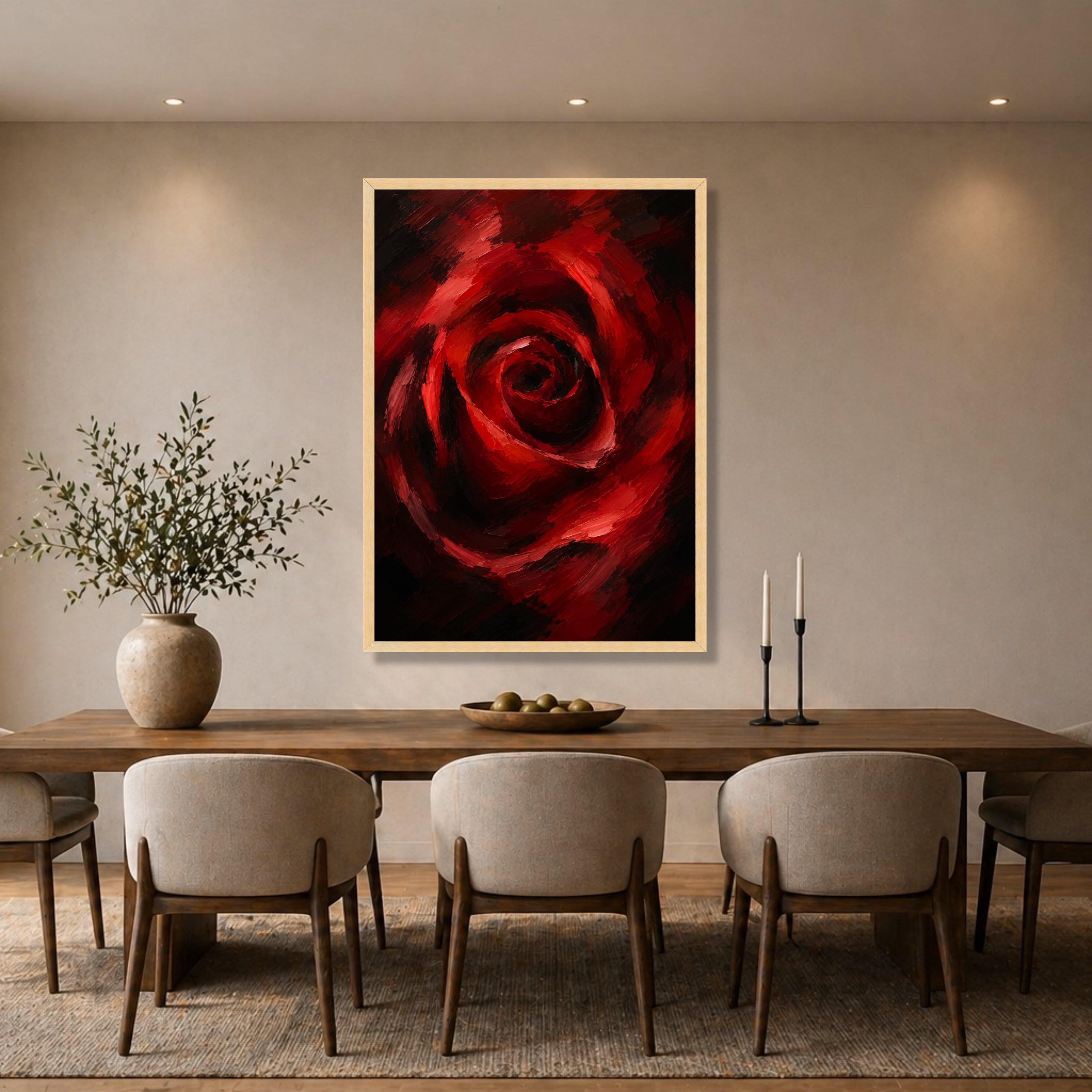 Vibrant Abstract Red Rose Canvas Painting, Bold Romantic Wall Decor - Etsy
