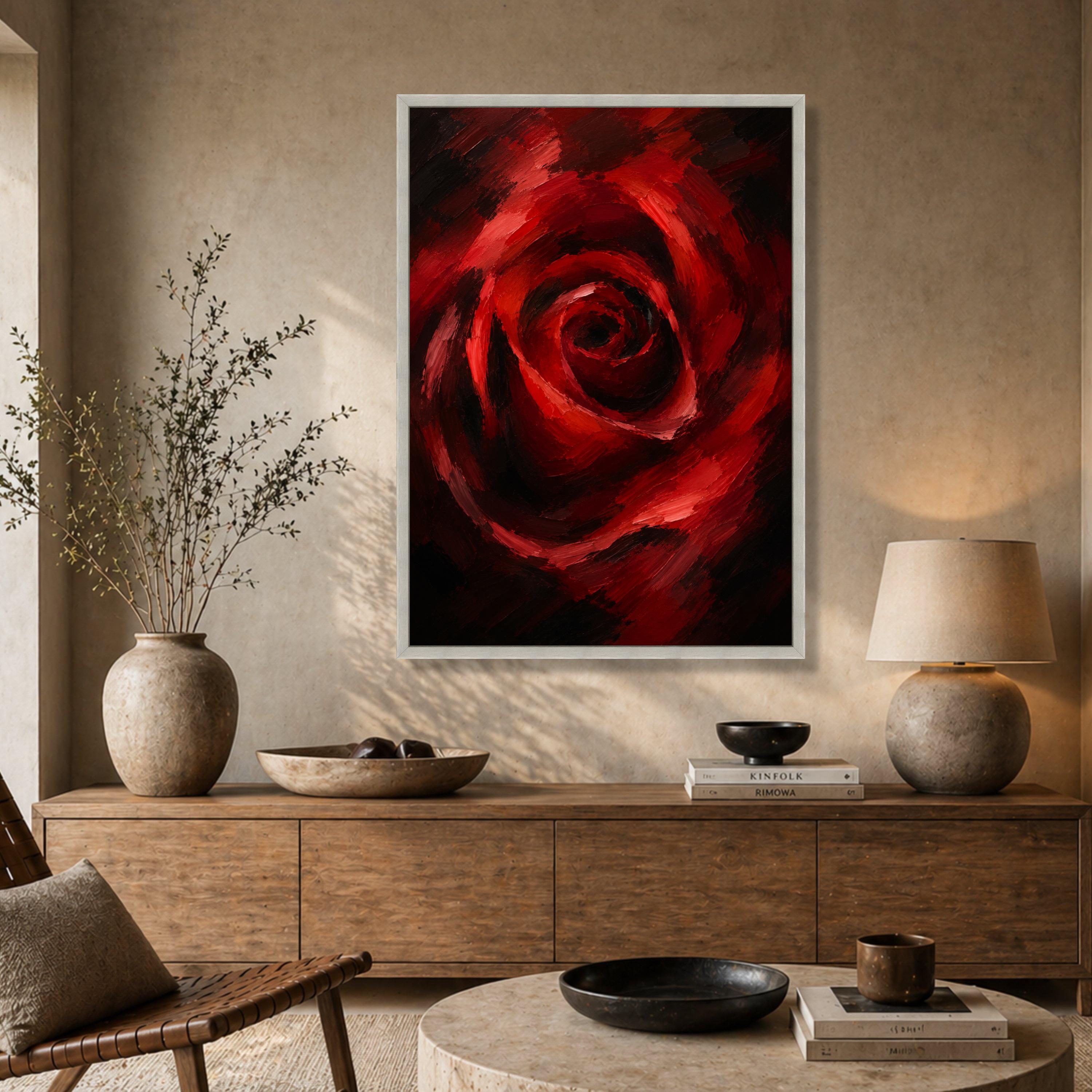Vibrant Abstract Red Rose Canvas Painting, Bold Romantic Wall Decor - Etsy