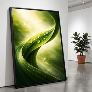 Dew-Kissed Green Leaf Canvas Print, Nature Photography, Botanical Decor