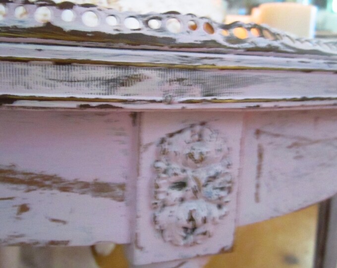 Vintage Pink Table With Pink Marble Top Table Etsy