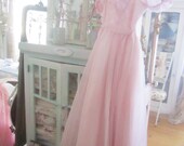 Vintage lace pink prom dress shabby chic prairie country cottage