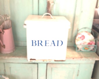 Vintage enamel bread box shabby decor prairie cottage kitchen