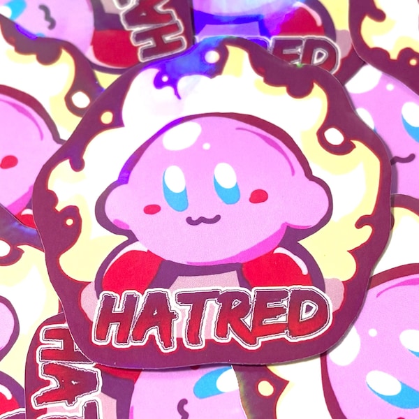 HATRED Kirby Inspired holographic Sticker Poyo
