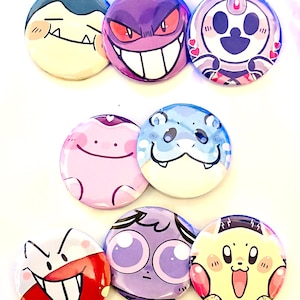 Fåniga PKMN-ansikten Nåla bakknappar