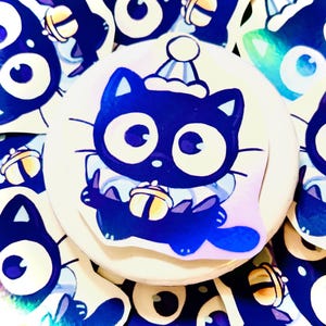 Lil Jester Black Cat Choco Sticker - Holo