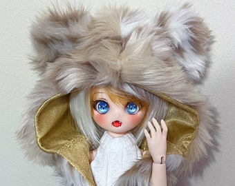MADE TO ORDER, Snow Leopard Hood For Bjds/Dollfie Dream/Smart Doll