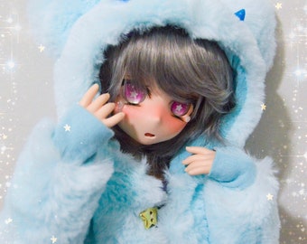 MADE TO ORDER, Baby Blue Fuzzy Bear Coat For Mini Dollfie Dream, 1/4 Bjd