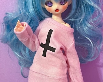 MADE TO ORDER, Pink Upside Down Cross Sweater For Mini Dollfie Dream, 1/4 Bjd