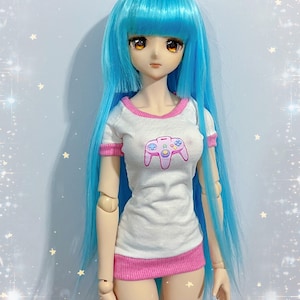 MADE TO ORDER, Kawaii Pixel Controller Shirt For Dollfie Dream, Smart Doll, 1/3 Bjd