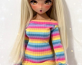 MADE TO ORDER, Rainbow Sweater Dress For Imomodoll, Mini Dollfie Dream, 1/4 Bjd