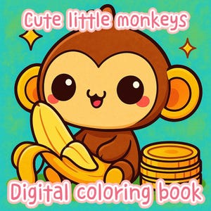 Cute Little Monkeys Digital Coloring Book