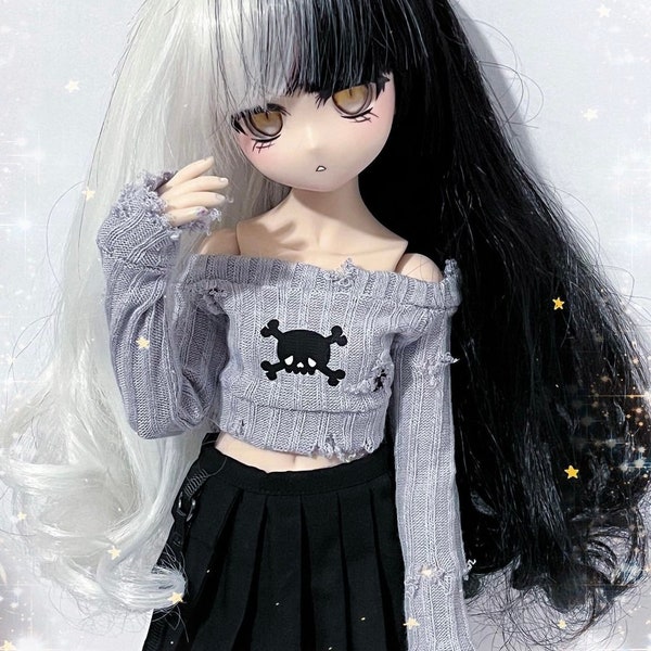 MADE TO ORDER, Skull & Bones Crop Top For Mini Dollfie Dream, 1/4 Bjd