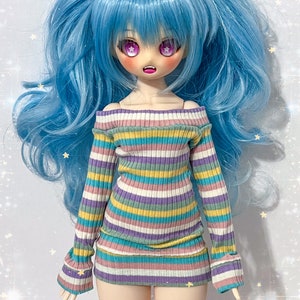 READY TO SHIP, Rainbow Sweater Dress For Imomodoll, Mini Dollfie Dream, 1/4 Bjd
