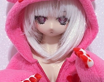 MADE TO ORDER, Pink Bear Hoodie For Dollfie Dream, 1/3 Sized Dolls, Mini Dollfe Dream, Imomodoll, 1/4 Sized Dolls
