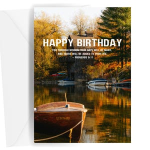 Christian Birthday card for men, with bible verse Proverbs 9:11, printable 5x7