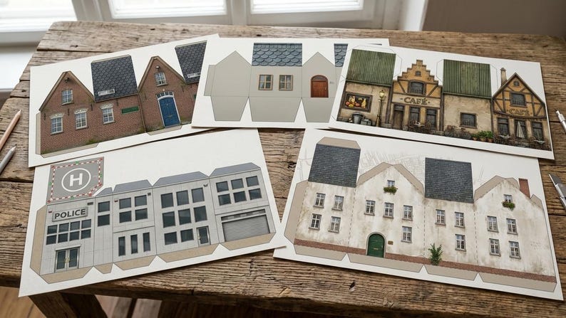 3D DIY Paper House Kit, Printable Miniature Buildings, Set of 9 Unique ...
