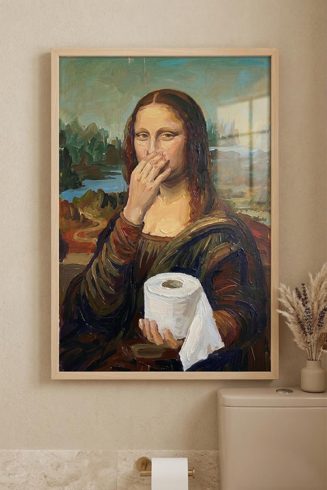 Funny Mona Lisa Bathroom Wall Art | Toilet Paper Poster Printable ...