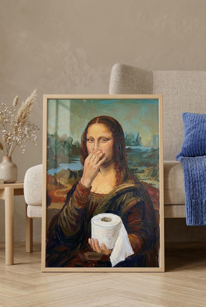 Funny Mona Lisa Bathroom Wall Art | Toilet Paper Poster Printable ...