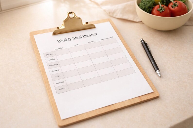 Minimalist Weekly Meal Planner Printable PDF | Simple Kitchen Menu ...